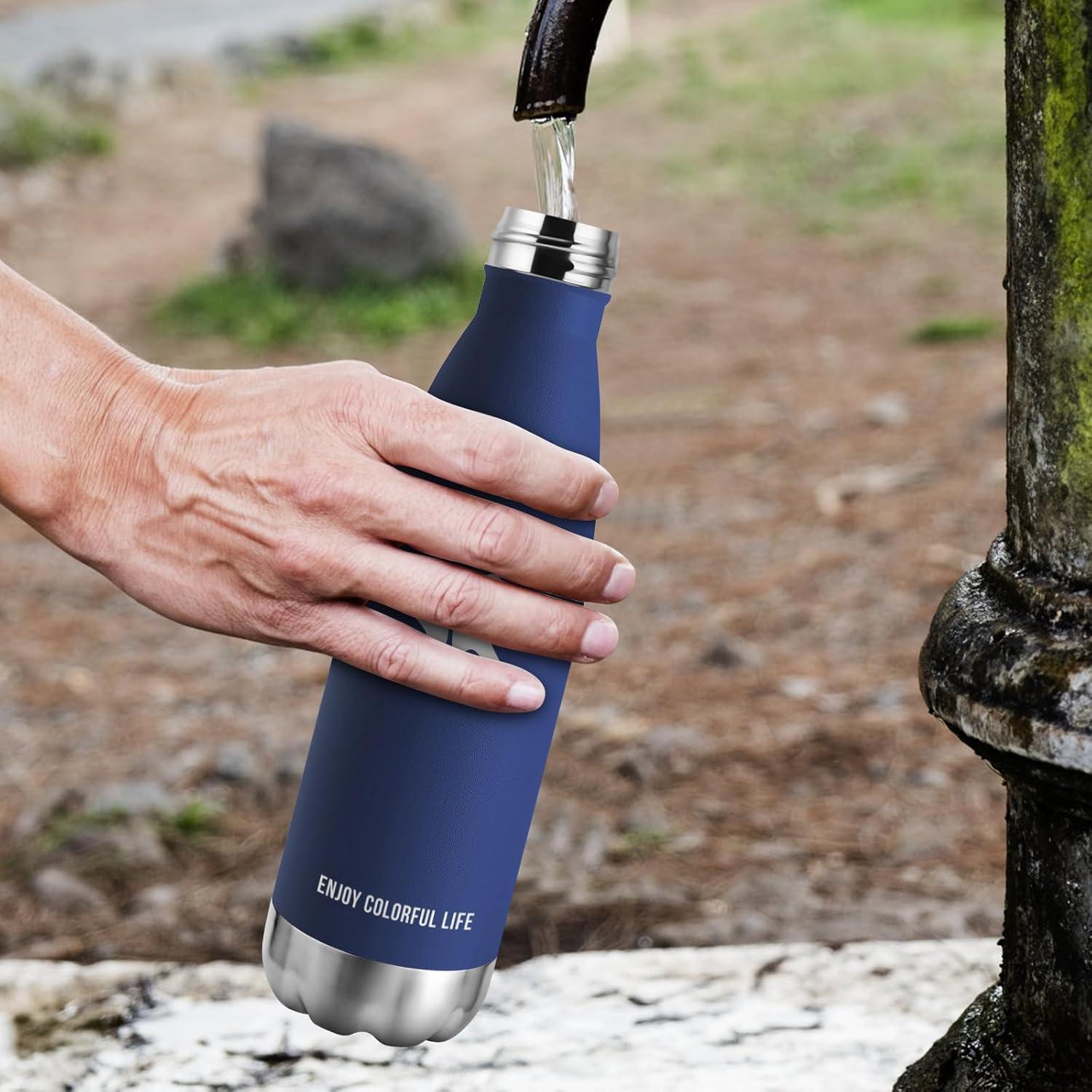 image:imageKollyKolla Gourde Inox Isotherme 350500650750ml Bouteille deau Acier Inoxydable Double Paroi Reutilisable Gourdes Sans BPA Etanche Bidon Anti Fuite pour Enfant ampamp Adulte Sport Gym coleNeuf Bleu Fonc