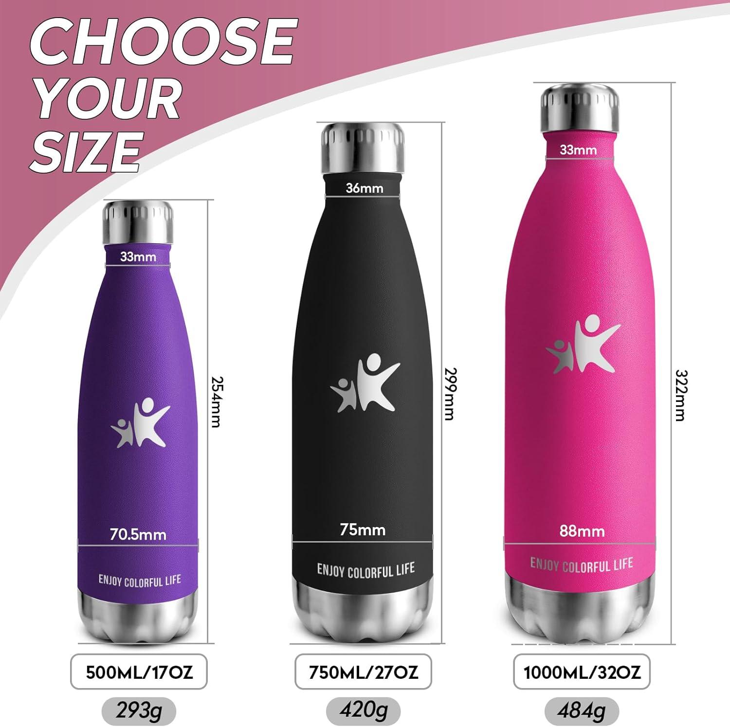 image:imageKollyKolla Gourde Inox Isotherme 350500650750ml Bouteille deau Acier Inoxydable Double Paroi Reutilisable Gourdes Sans BPA Etanche Bidon Anti Fuite pour Enfant ampamp Adulte Sport Gym coleNeuf Rose Rouge