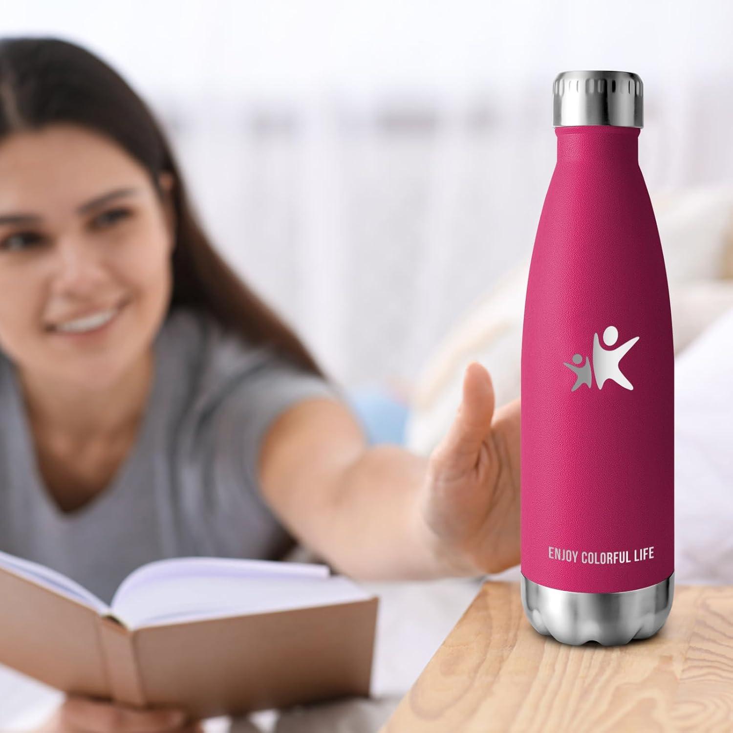 image:imageKollyKolla Gourde Inox Isotherme 350500650750ml Bouteille deau Acier Inoxydable Double Paroi Reutilisable Gourdes Sans BPA Etanche Bidon Anti Fuite pour Enfant ampamp Adulte Sport Gym coleNeuf Rose Rouge