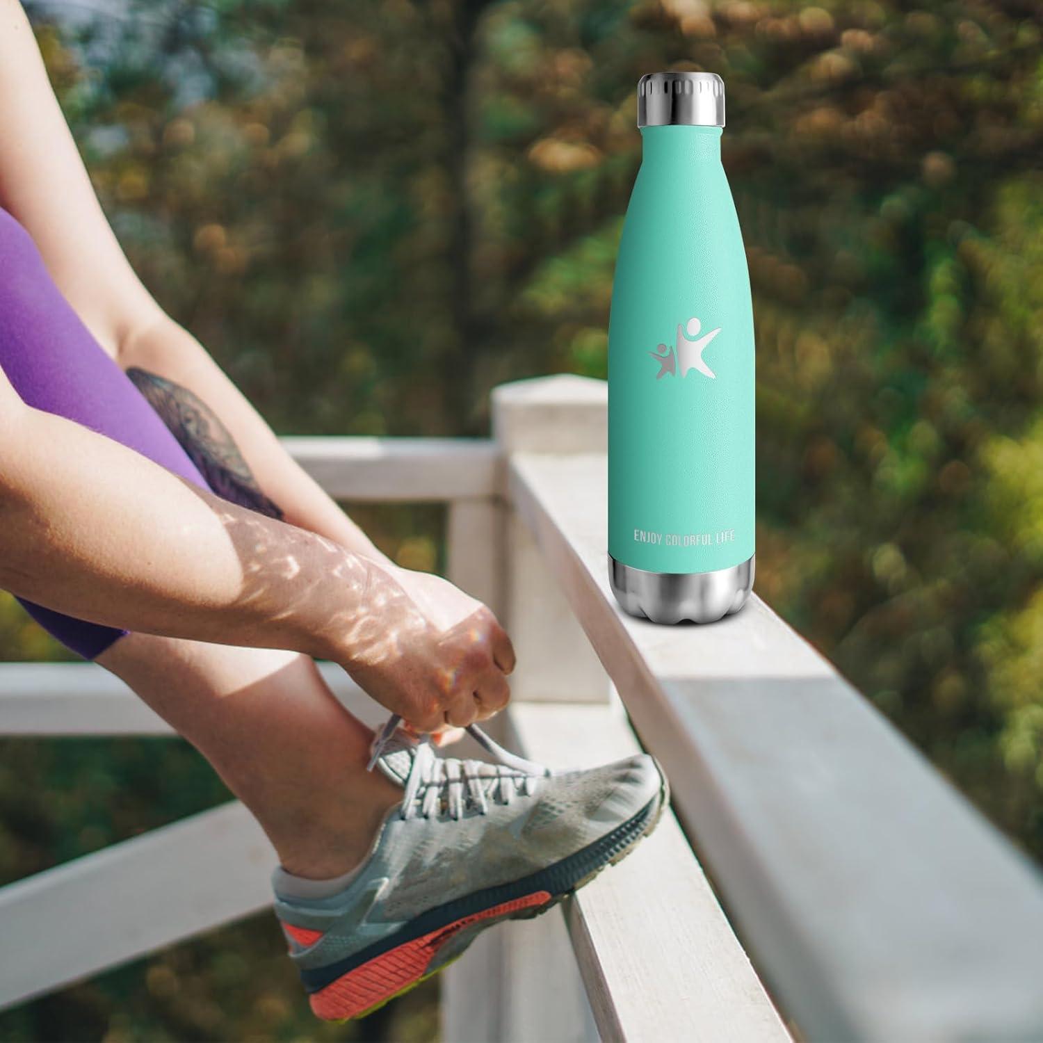 image:imageKollyKolla Gourde Inox Isotherme 350500650750ml Bouteille deau Acier Inoxydable Double Paroi Reutilisable Gourdes Sans BPA Etanche Bidon Anti Fuite pour Enfant ampamp Adulte Sport Gym coleNeuf Bleu Vert