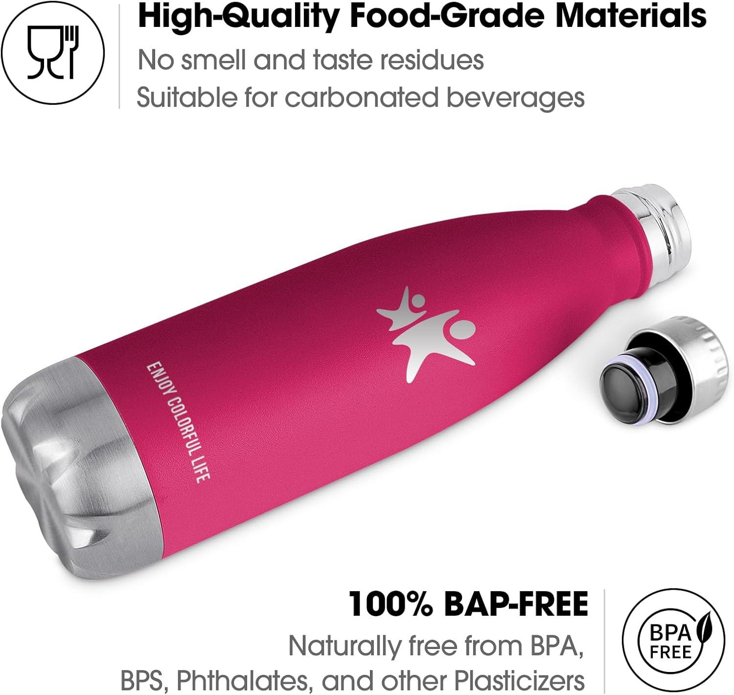 image:imageKollyKolla Gourde Inox Isotherme 350500650750ml Bouteille deau Acier Inoxydable Double Paroi Reutilisable Gourdes Sans BPA Etanche Bidon Anti Fuite pour Enfant ampamp Adulte Sport Gym coleNeuf Rose Rouge