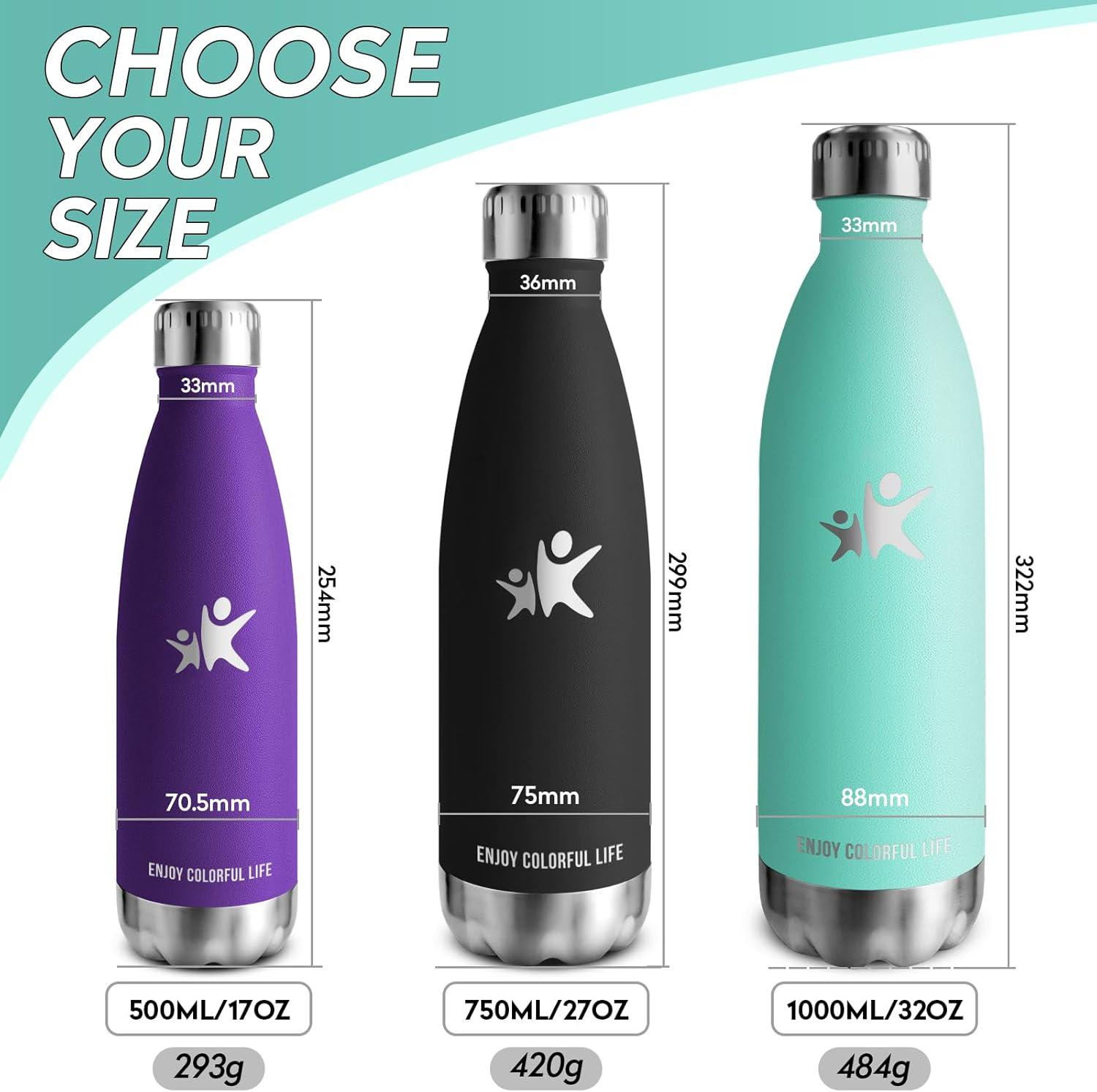 image:imageKollyKolla Gourde Inox Isotherme 350500650750ml Bouteille deau Acier Inoxydable Double Paroi Reutilisable Gourdes Sans BPA Etanche Bidon Anti Fuite pour Enfant ampamp Adulte Sport Gym coleNeuf Bleu Vert