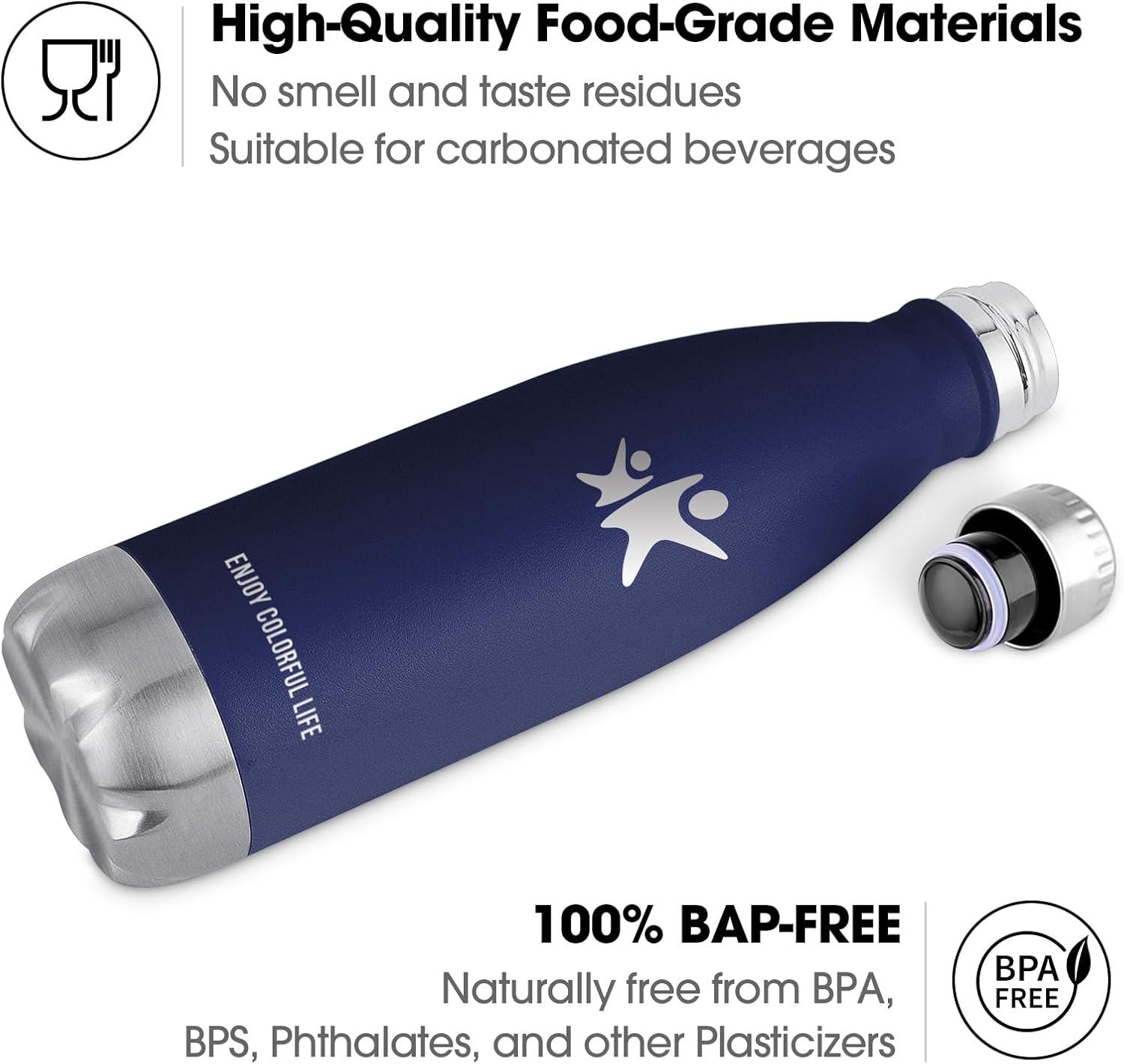 image:imageKollyKolla Gourde Inox Isotherme 350500650750ml Bouteille deau Acier Inoxydable Double Paroi Reutilisable Gourdes Sans BPA Etanche Bidon Anti Fuite pour Enfant ampamp Adulte Sport Gym coleNeuf Bleu Fonc