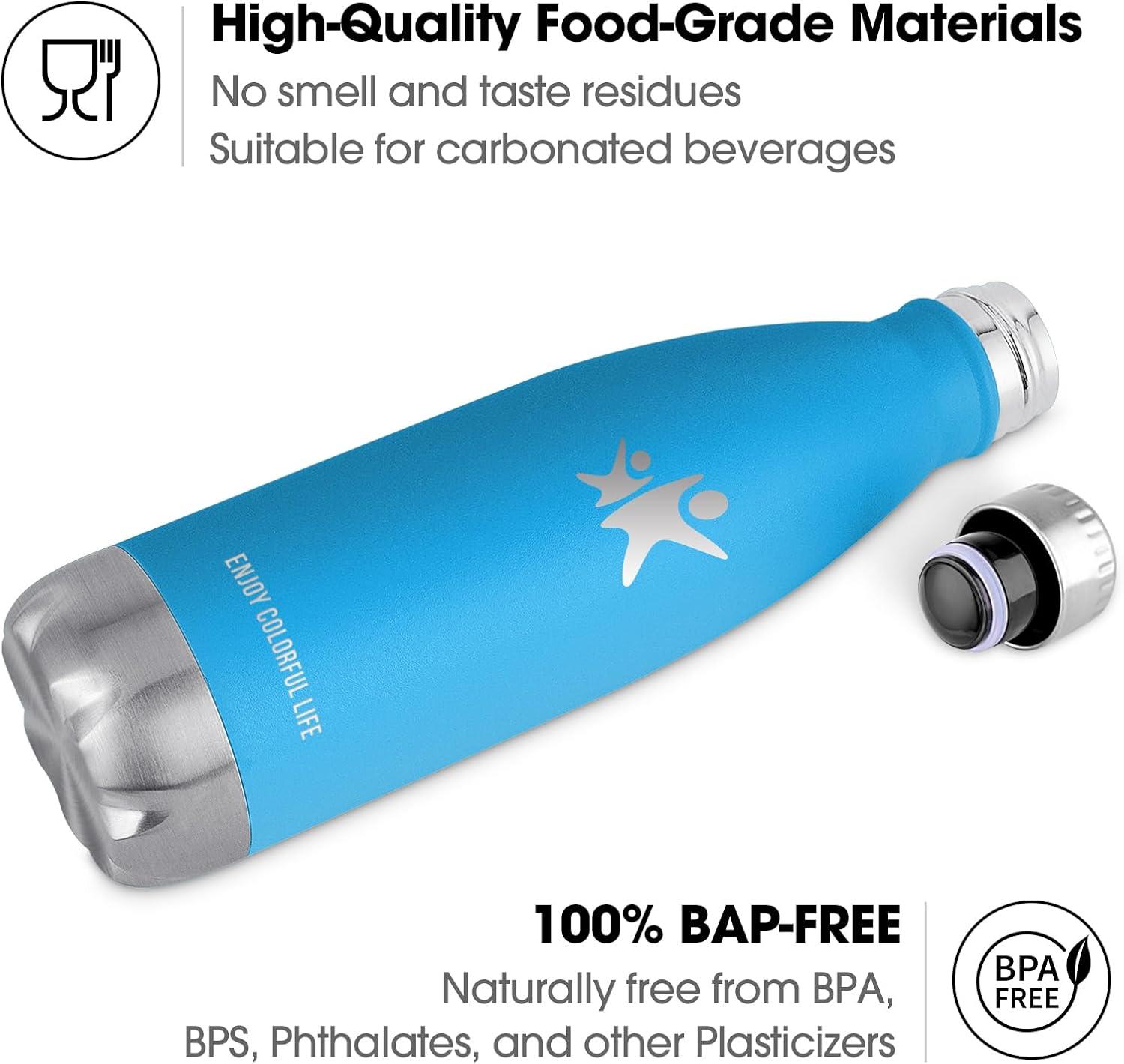 image:imageKollyKolla Gourde Inox Isotherme 350500650750ml Bouteille deau Acier Inoxydable Double Paroi Reutilisable Gourdes Sans BPA Etanche Bidon Anti Fuite pour Enfant ampamp Adulte Sport Gym coleNeuf Bleu Ciel
