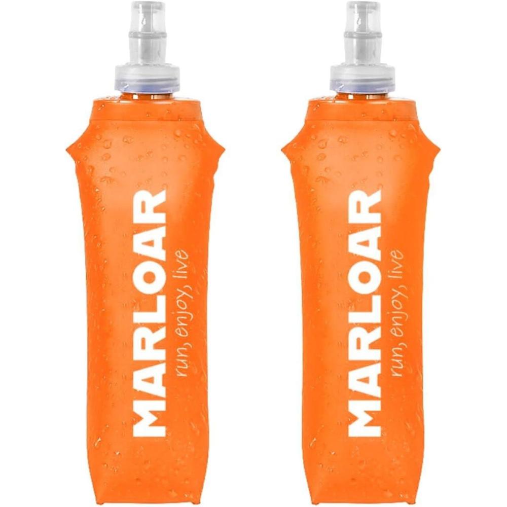 image:imageFlasque Running  Pack de 2 Gourdes Souples Pliables  Idal pour Course  Pied Trail et Randonne  sans BPAOrange