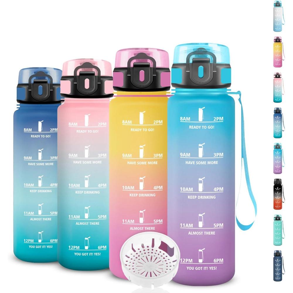 image:imageGourde 15l Sport AntiFuite Gourde Motivation avec Slogan de Motivation Bouteille Gradue pour 1 Journee Facile Nettoyer Bouteille pour Running Extrieur SportBleuviolet