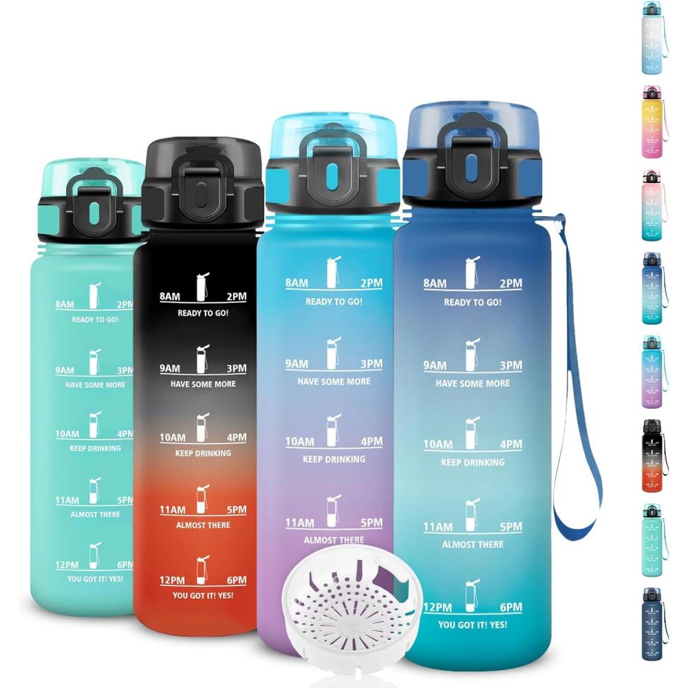 image:imageGourde 15l Sport AntiFuite Gourde Motivation avec Slogan de Motivation Bouteille Gradue pour 1 Journee Facile  Nettoyer Bouteille pour Running Extrieur SportBleuvert