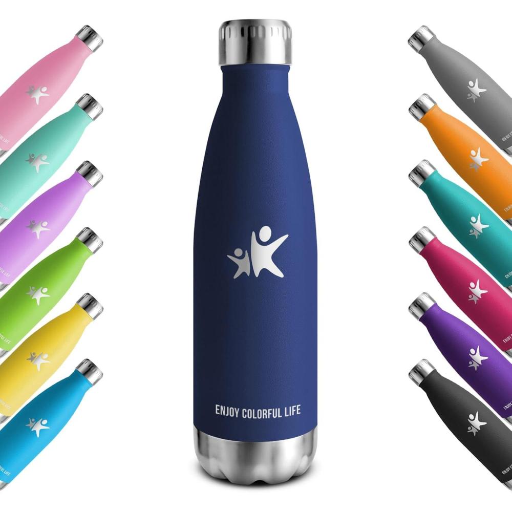image:imageKollyKolla Gourde Inox Isotherme 350500650750ml Bouteille deau Acier Inoxydable Double Paroi Reutilisable Gourdes Sans BPA Etanche Bidon Anti Fuite pour Enfant ampamp Adulte Sport Gym coleNeuf Bleu Fonc