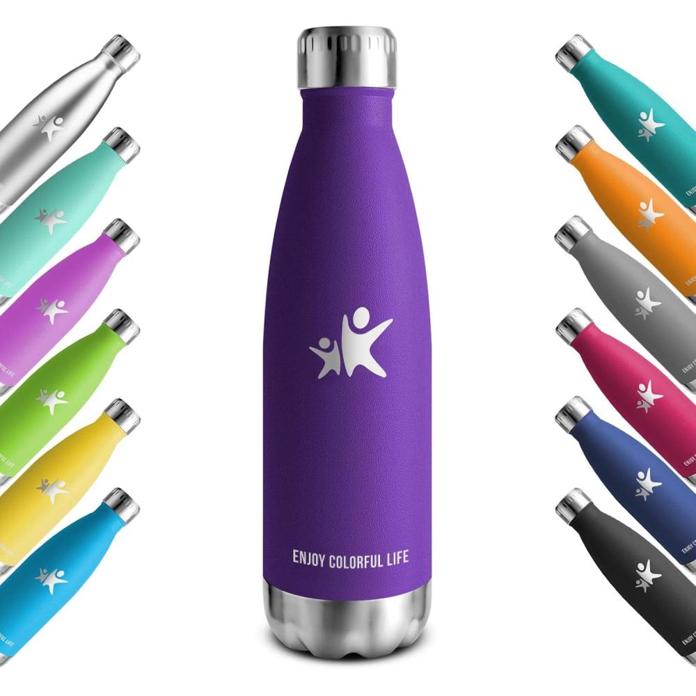 image:imageKollyKolla Gourde Inox Isotherme 350500650750ml Bouteille deau Acier Inoxydable Double Paroi Reutilisable Gourdes Sans BPA Etanche Bidon Anti Fuite pour Enfant ampamp Adulte Sport Gym coleNeuf Violet Fonc