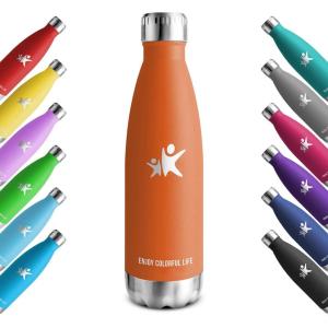 KollyKolla Gourde Inox Isotherme – 350/500/650/750ml, Bouteille d&rsquo;eau Acier Inoxydable à Double Paroi Reutilisable Gourdes Sans BPA Etanche Bidon Anti Fuite pour Enfant & Adulte, Sport, Gym, école(Neuf | Orange)