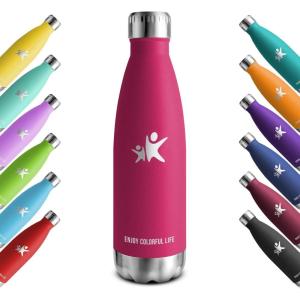 KollyKolla Gourde Inox Isotherme – 350/500/650/750ml, Bouteille d&rsquo;eau Acier Inoxydable à Double Paroi Reutilisable Gourdes Sans BPA Etanche Bidon Anti Fuite pour Enfant & Adulte, Sport, Gym, école(Neuf | Rose Rouge)