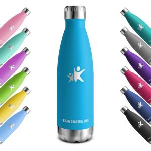 KollyKolla Gourde Inox Isotherme – 350/500/650/750ml, Bouteille d&rsquo;eau Acier Inoxydable à Double Paroi Reutilisable Gourdes Sans BPA Etanche Bidon Anti Fuite pour Enfant & Adulte, Sport, Gym, école(Neuf | Bleu Ciel)