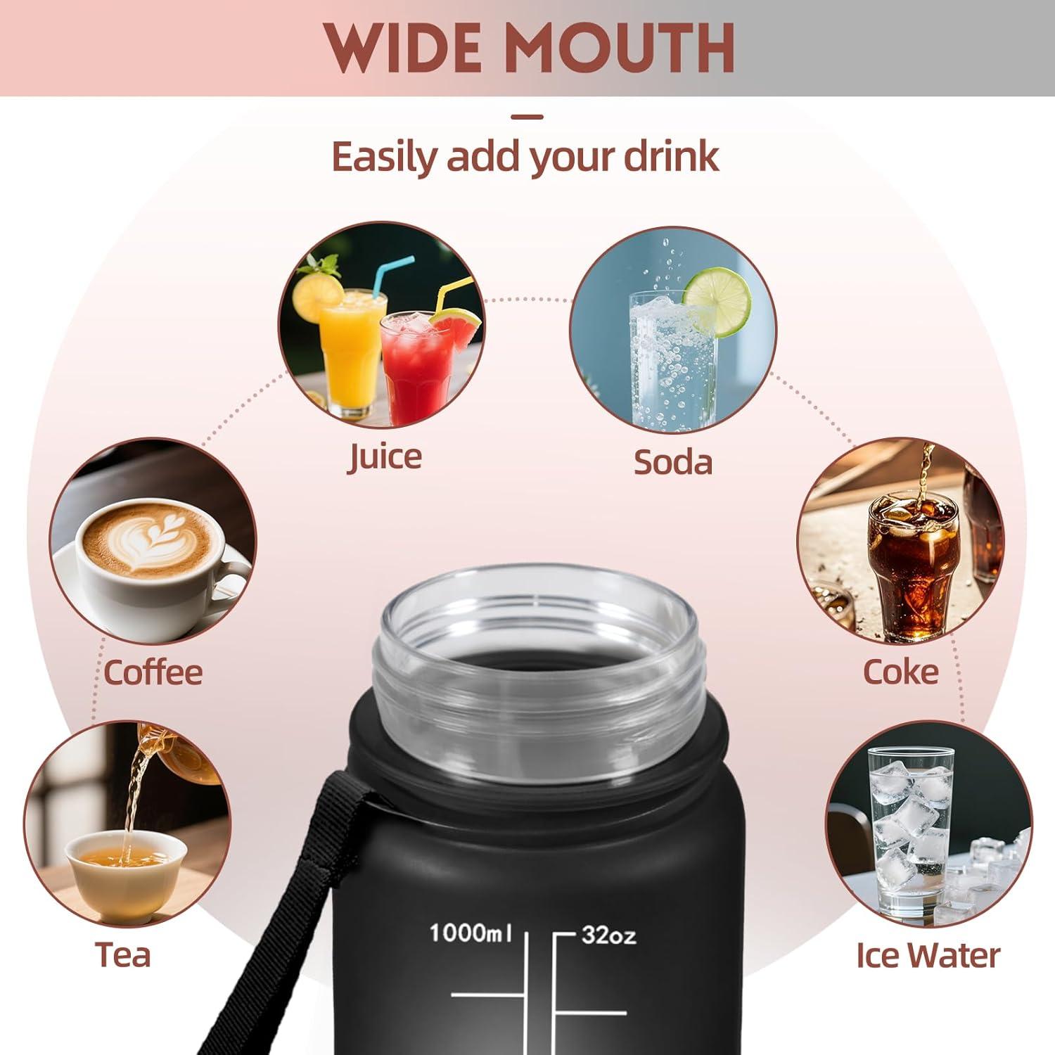 image:imageGourde 15l AntiFuit Gourde Sport avec Marqueur de Temps Bouteille deau Rutilisable Bouteille Sans BPA pour Randonne Fitness Sport Yoga NoirRougeNoirrouge
