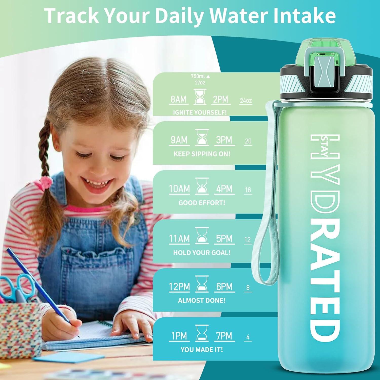 image:imageGourde 1L Gourde Sport avec Paille et Gradue 1 Litre tanche Bouteille dEau avec Brosse Gourdes Motivation sans BPA pour Fitness Bureau lcole YogaVert Menthe