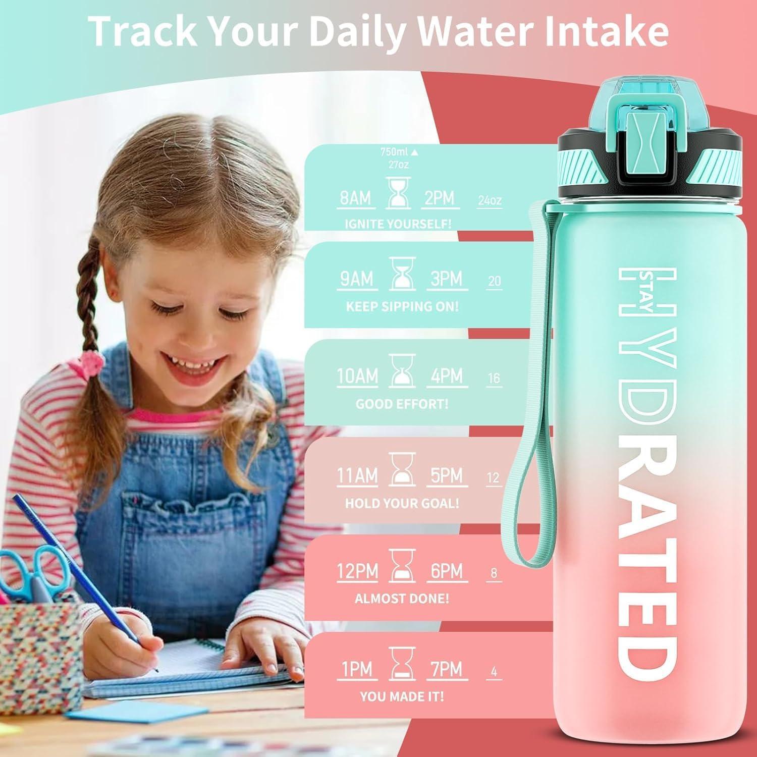 image:imageGourde 1L Gourde Sport avec Paille et Gradue 1 Litre tanche Bouteille dEau avec Brosse Gourdes Motivation sans BPA pour Fitness Bureau lcole YogaVert Rose