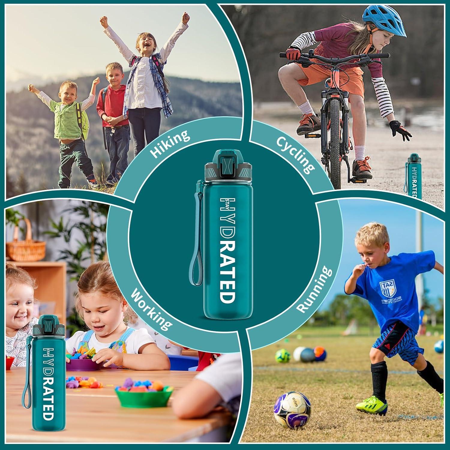 image:imageGourde 1L Gourde Sport avec Paille et Gradue 1 Litre tanche Bouteille dEau avec Brosse Gourdes Motivation sans BPA pour Fitness Bureau lcole YogaVert Lacustre