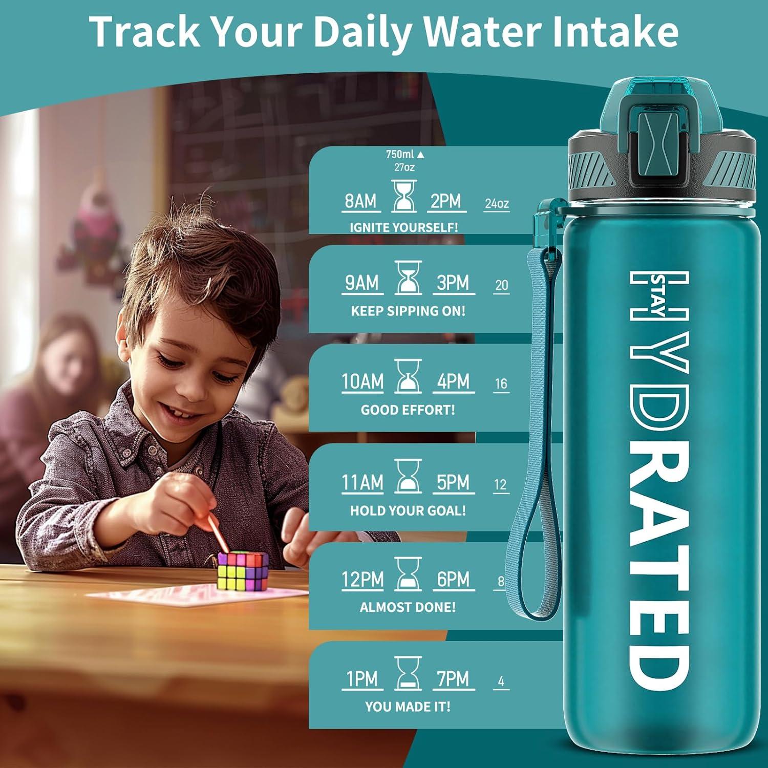 image:imageGourde 1L Gourde Sport avec Paille et Gradue 1 Litre tanche Bouteille dEau avec Brosse Gourdes Motivation sans BPA pour Fitness Bureau lcole YogaVert Lacustre