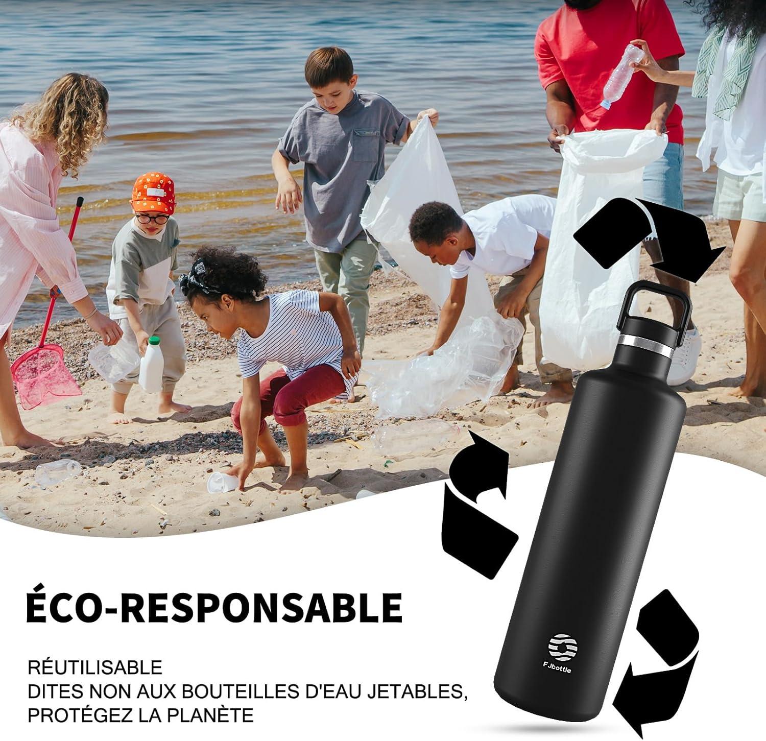 image:imageGourde 2l acier Inoxydable Bouteille deau Paroi Simple Non Isotherme Bouteille deau tanche Reutilisable Gourde Sport pour Fitness Bureau cole Activits de Plein AirVertNoir
