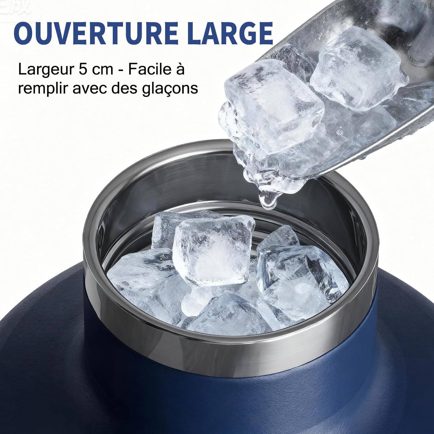 image:imageGourde 2l acier Inoxydable Bouteille deau Paroi Simple Non Isotherme Bouteille deau tanche Reutilisable Gourde Sport pour Fitness Bureau cole Activits de Plein AirVertBleu Fonc