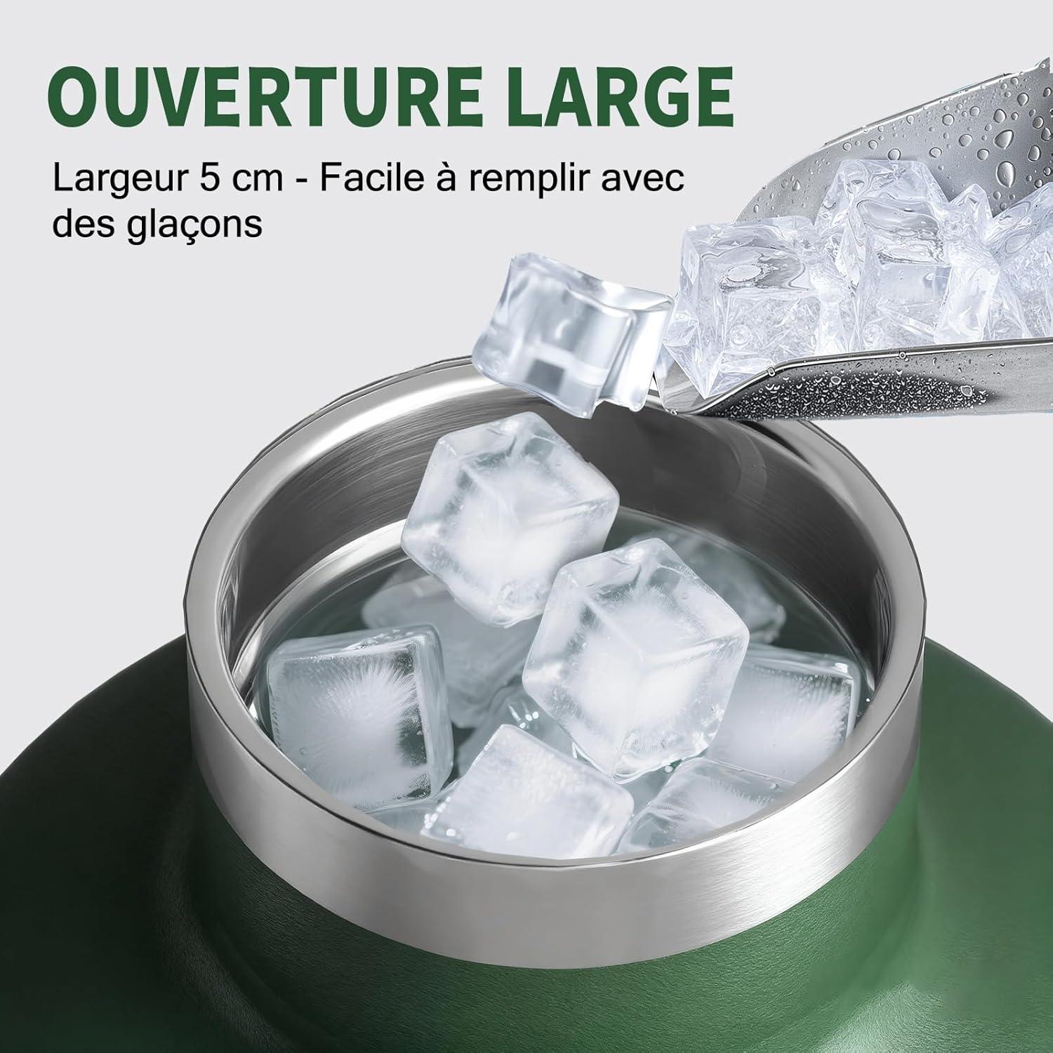 image:imageGourde 2l acier Inoxydable Bouteille deau Paroi Simple Non Isotherme Bouteille deau tanche Reutilisable Gourde Sport pour Fitness Bureau cole Activits de Plein AirVertVert