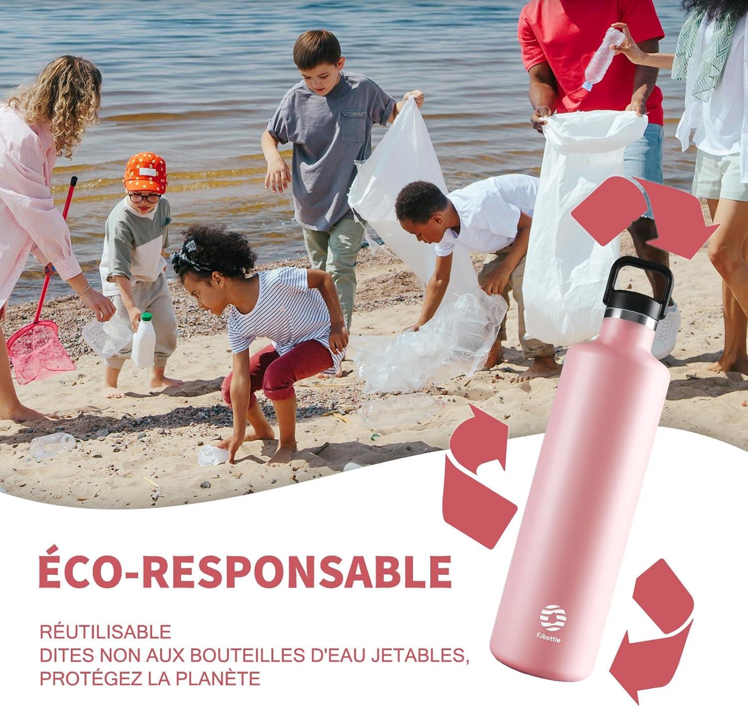 image:imageGourde 2l acier Inoxydable Bouteille deau Paroi Simple Non Isotherme Bouteille deau tanche Reutilisable Gourde Sport pour Fitness Bureau cole Activits de Plein AirVertRose