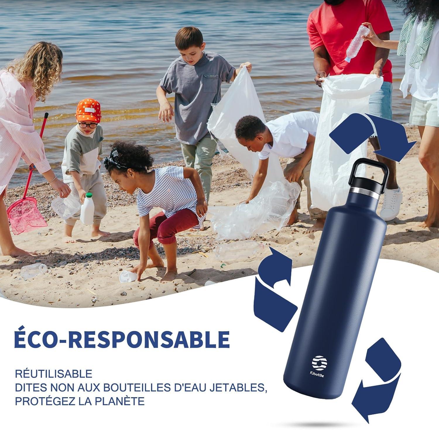 image:imageGourde 2l acier Inoxydable Bouteille deau Paroi Simple Non Isotherme Bouteille deau tanche Reutilisable Gourde Sport pour Fitness Bureau cole Activits de Plein AirVertBleu Fonc