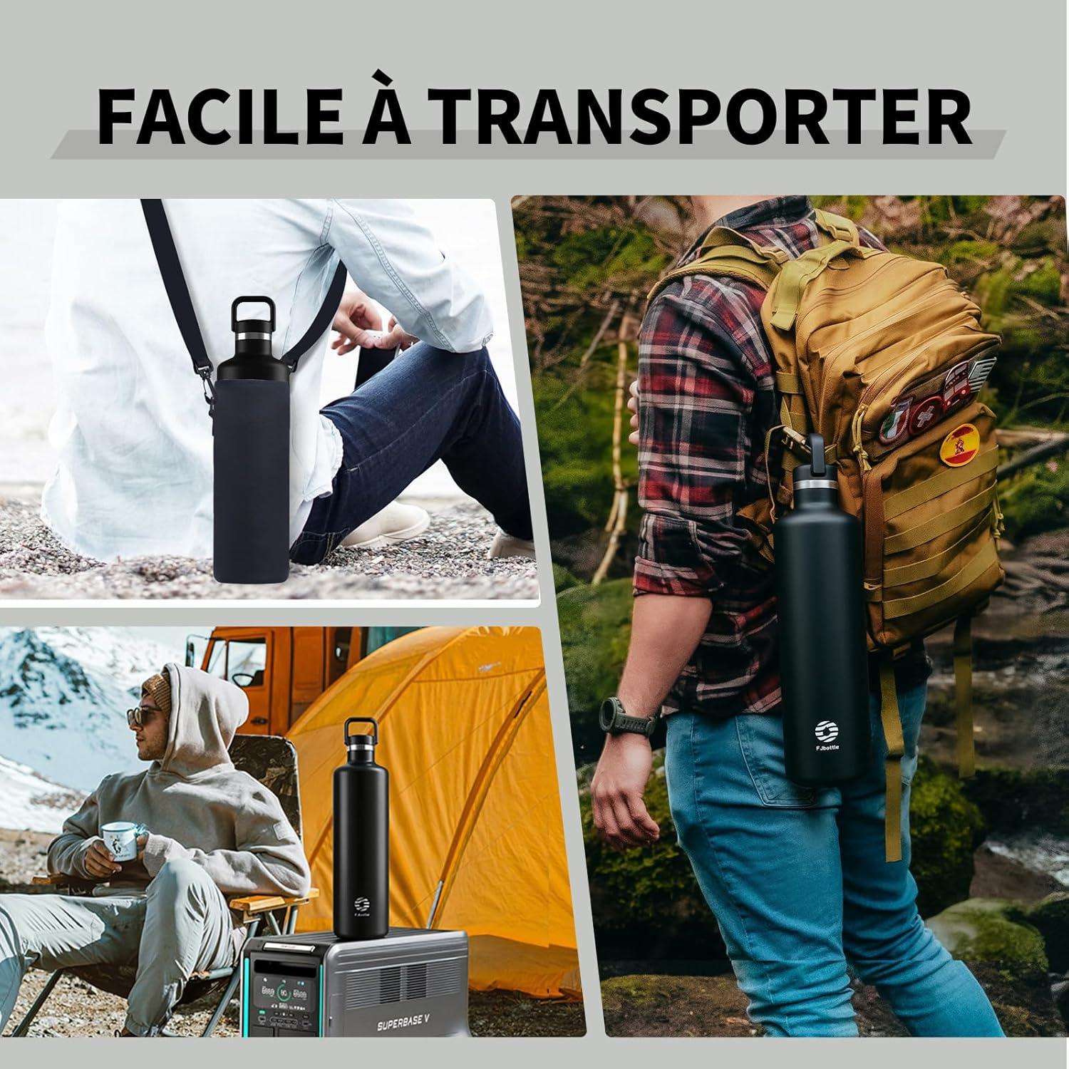 image:imageGourde 2l acier Inoxydable Bouteille deau Paroi Simple Non Isotherme Bouteille deau tanche Reutilisable Gourde Sport pour Fitness Bureau cole Activits de Plein AirVertNoir