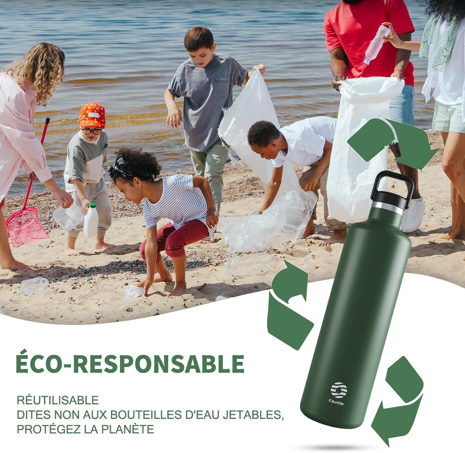 image:imageGourde 2l acier Inoxydable Bouteille deau Paroi Simple Non Isotherme Bouteille deau tanche Reutilisable Gourde Sport pour Fitness Bureau cole Activits de Plein AirVertVert