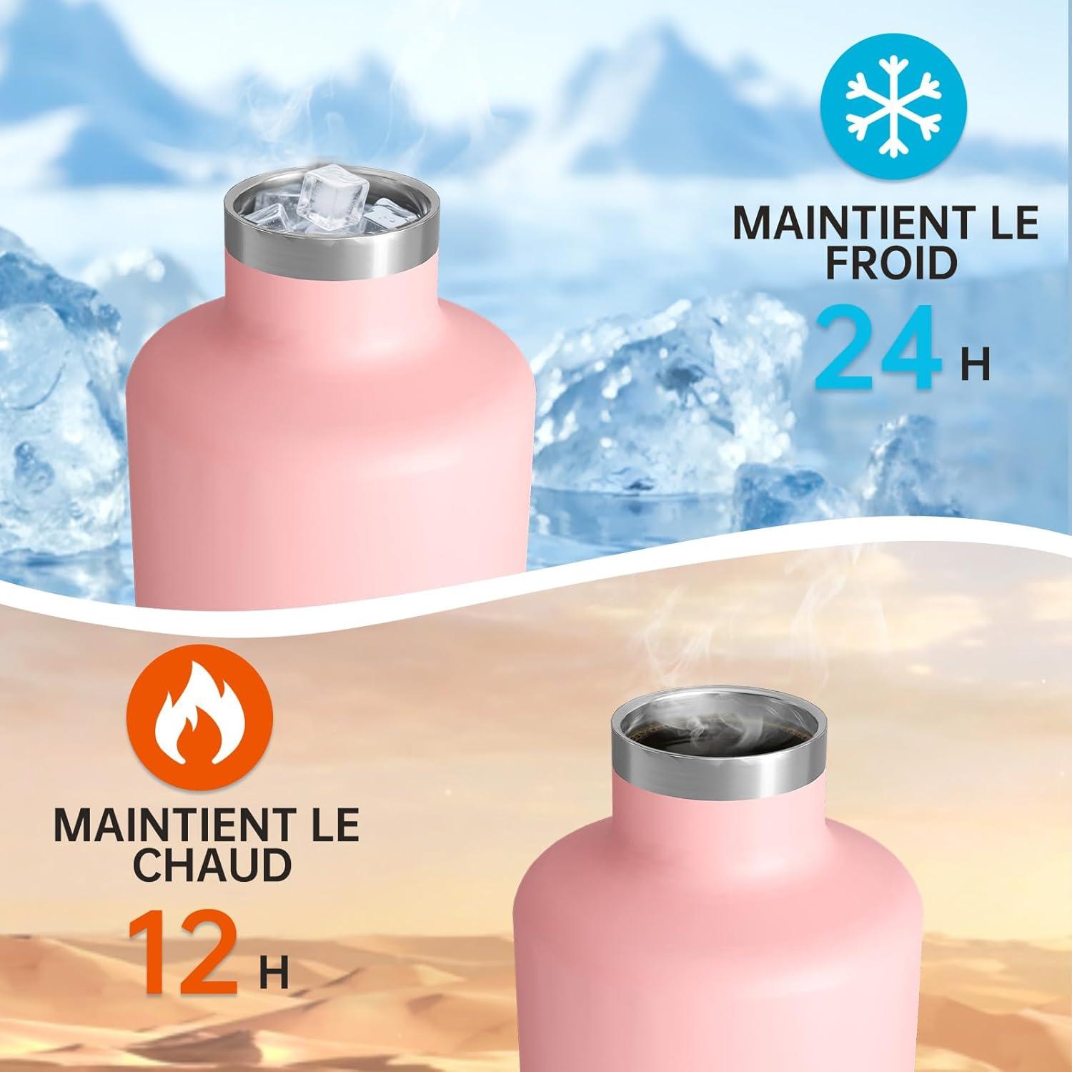 image:imageGourde 2l acier Inoxydable Bouteille deau Paroi Simple Non Isotherme Bouteille deau tanche Reutilisable Gourde Sport pour Fitness Bureau cole Activits de Plein AirVertRose
