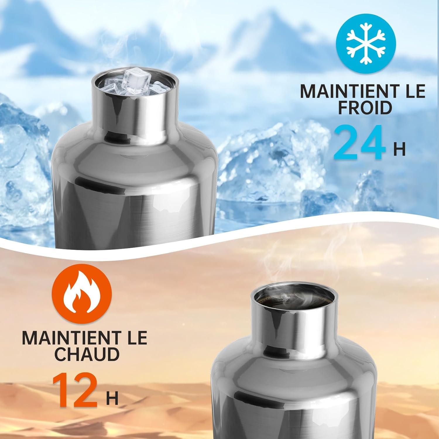 image:imageGourde 2l acier Inoxydable Bouteille deau Paroi Simple Non Isotherme Bouteille deau tanche Reutilisable Gourde Sport pour Fitness Bureau cole Activits de Plein AirVertArgent