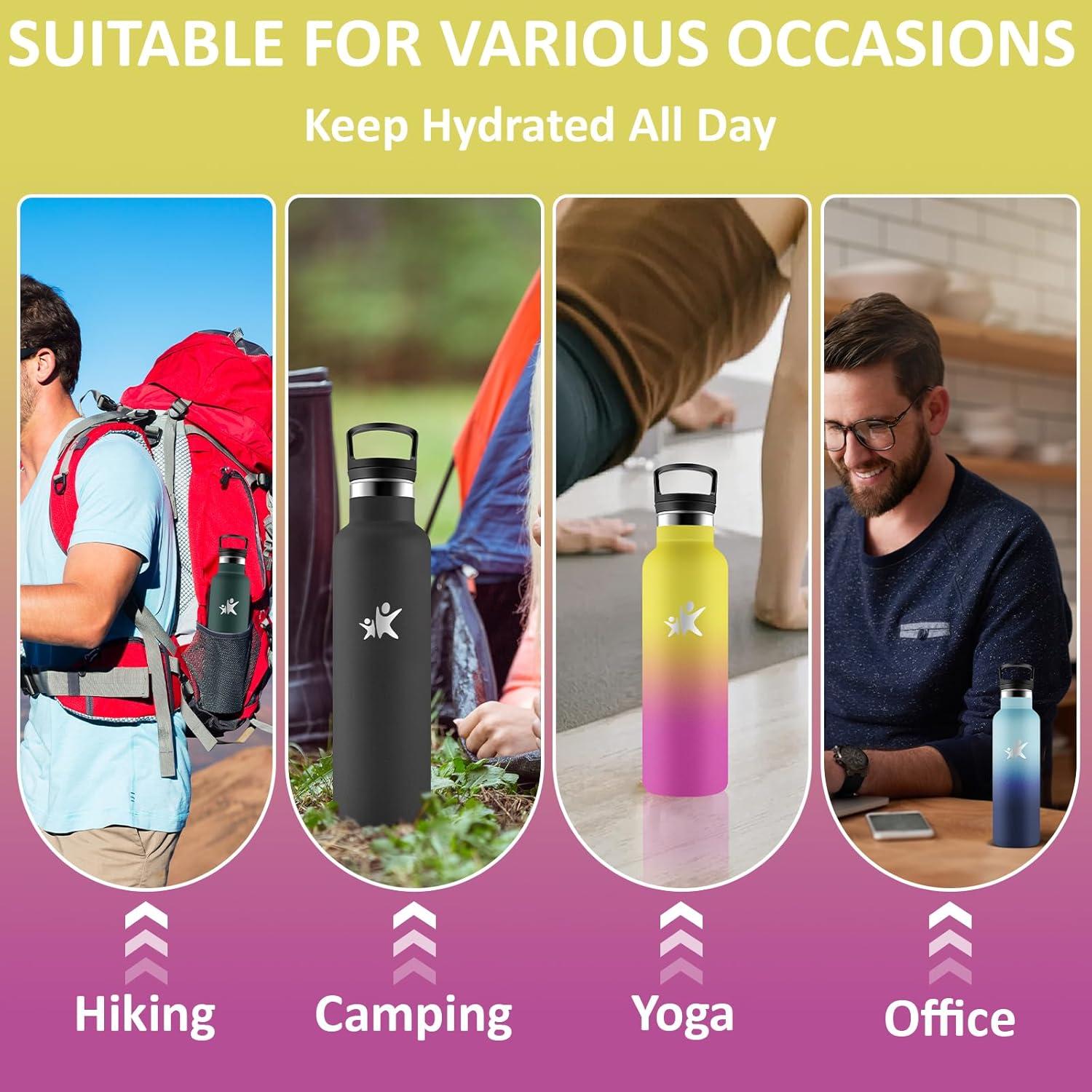 image:imageGourde Isotherme Gourde 750 ml Sans BPA Bouteille Isotherme Anti Fuite Bouteille Inox Double Isolation Facile Nettoyer Bouteille deau pour Sport Camping Yoga RandonneRunningPoudre Jaune