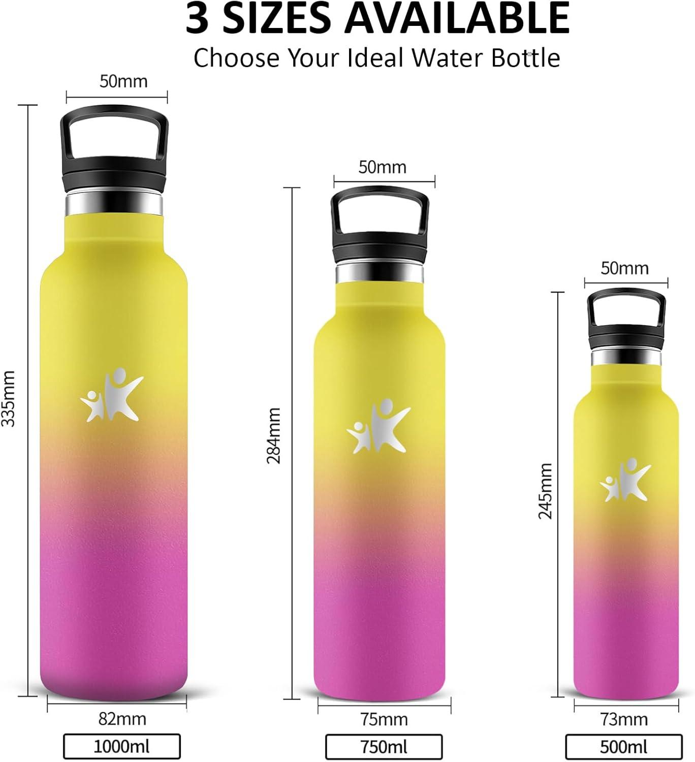 image:imageGourde Isotherme Gourde 750 ml Sans BPA Bouteille Isotherme Anti Fuite Bouteille Inox Double Isolation Facile Nettoyer Bouteille deau pour Sport Camping Yoga RandonneRunningPoudre Jaune