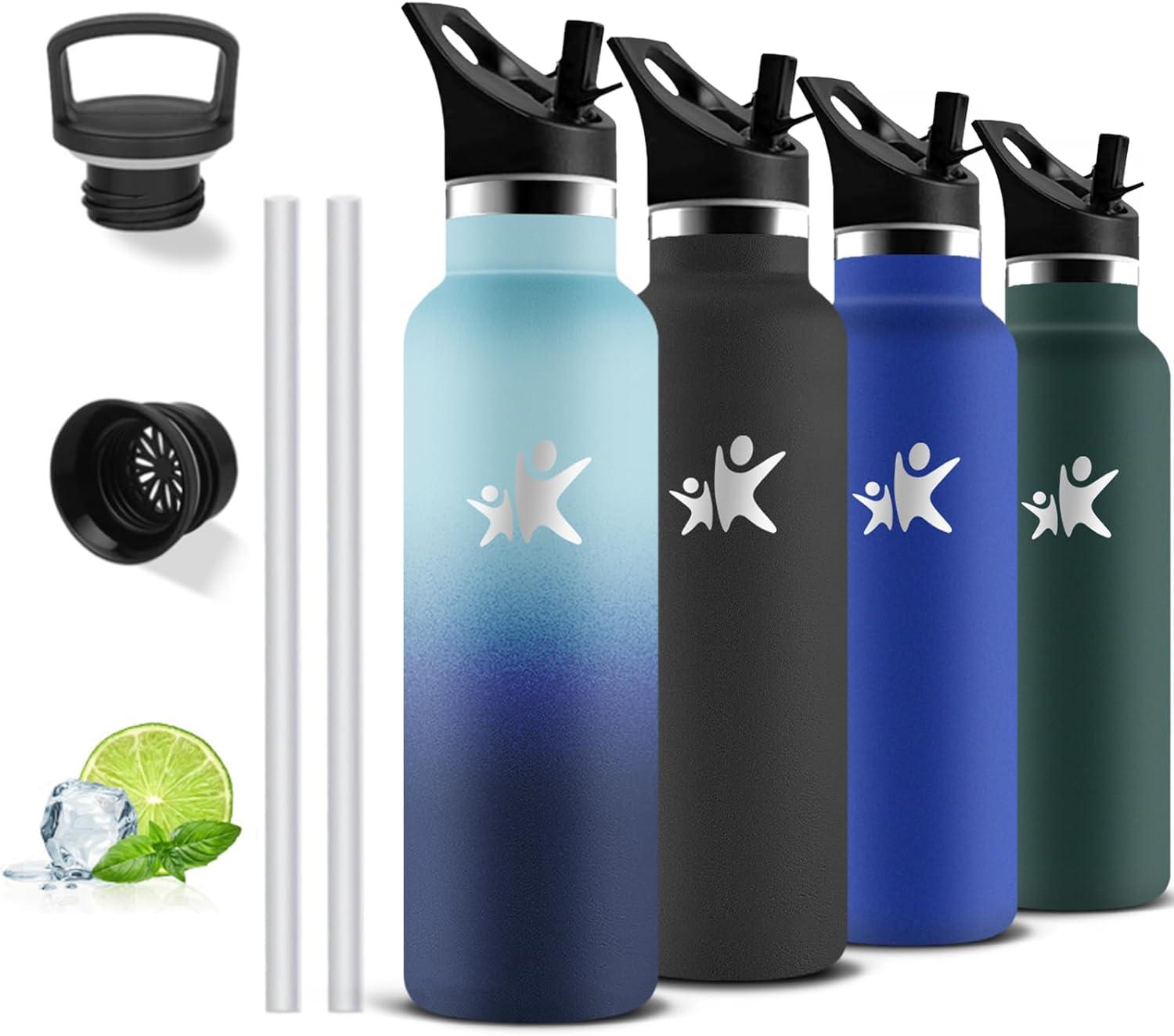 image:imageGourde Isotherme Gourde 750 ml Sans BPA Bouteille Isotherme Anti Fuite Bouteille Inox Double Isolation Facile Nettoyer Bouteille deau pour Sport Camping Yoga RandonneRunningJbbleu