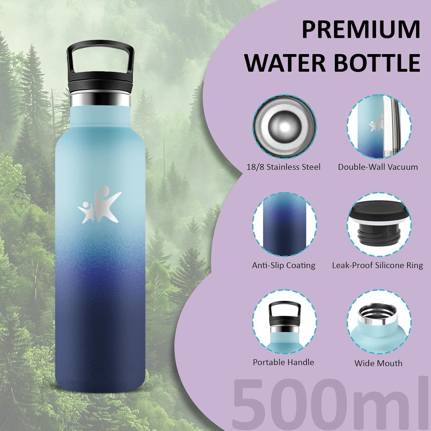 image:imageGourde Isotherme Gourde 750 ml Sans BPA Bouteille Isotherme Anti Fuite Bouteille Inox Double Isolation Facile Nettoyer Bouteille deau pour Sport Camping Yoga RandonneRunningJbbleu