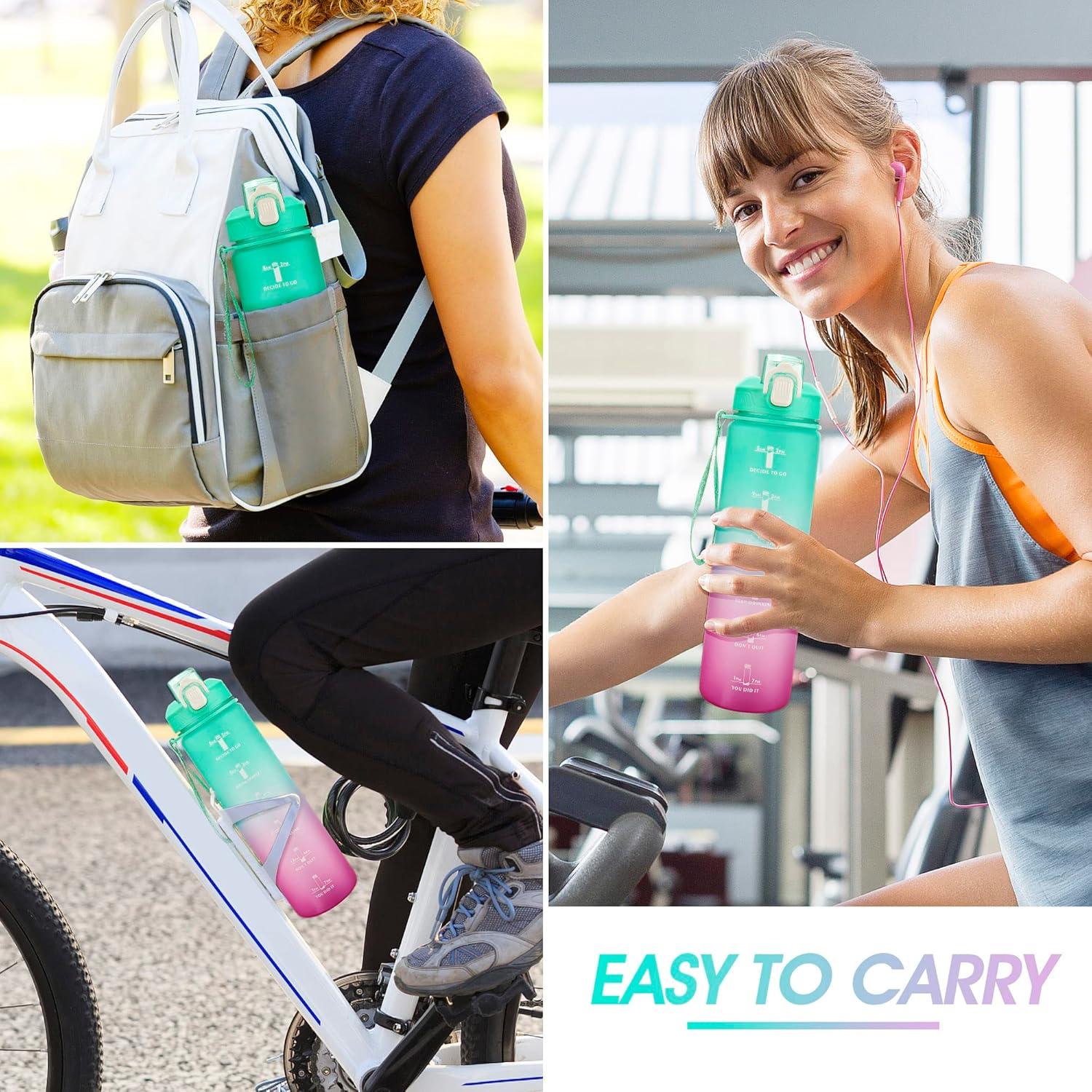 image:imageGourde Sport 1L Bouteille deau tanche et sans BPA Bouteille deau de sport pour le fitness la gym et les sports de plein airGradient Vert Violet