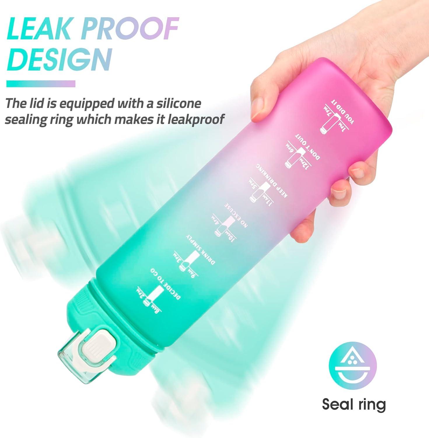 image:imageGourde Sport 1L Bouteille deau tanche et sans BPA Bouteille deau de sport pour le fitness la gym et les sports de plein airGradient Vert Violet