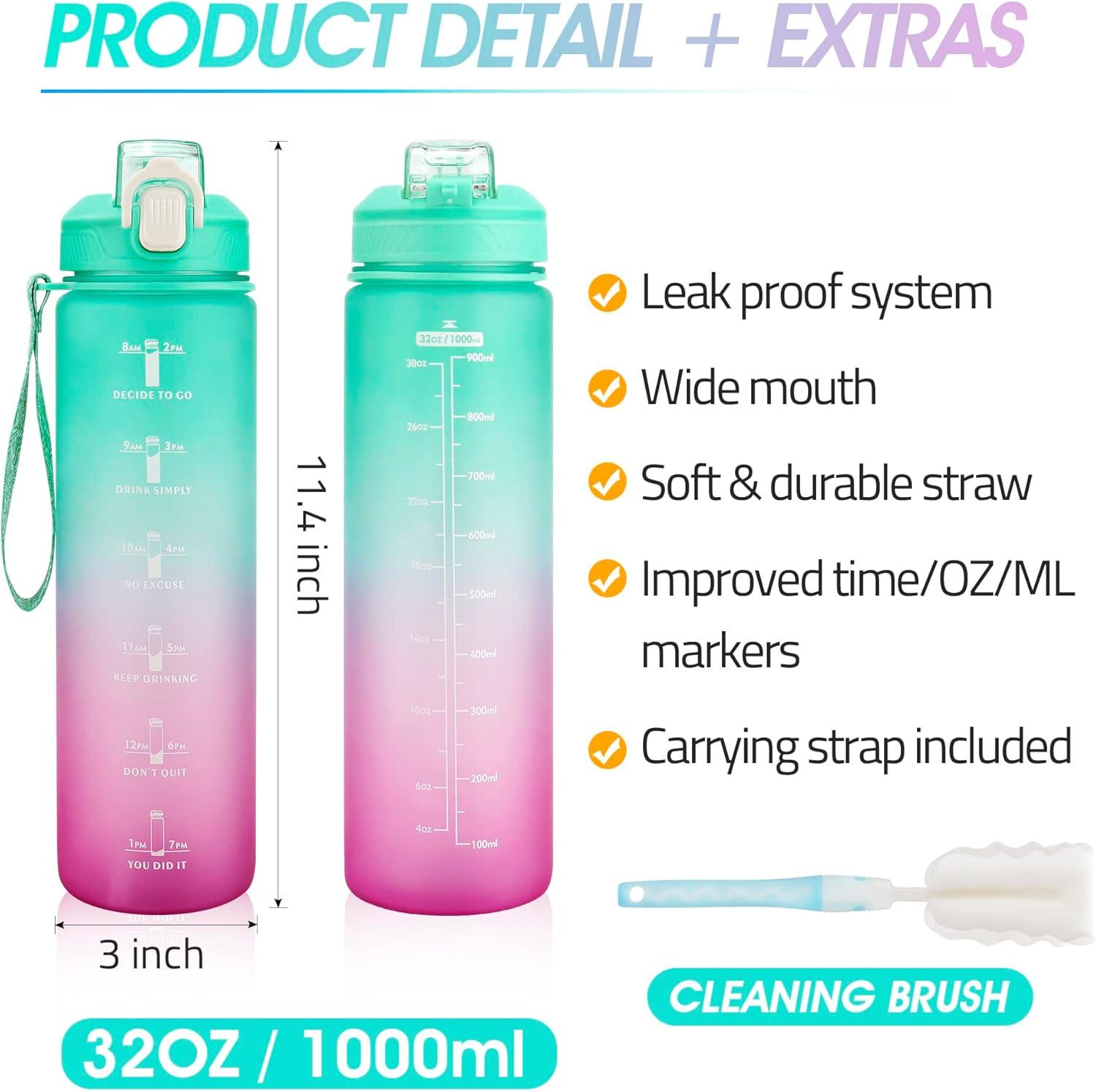 image:imageGourde Sport 1L Bouteille deau tanche et sans BPA Bouteille deau de sport pour le fitness la gym et les sports de plein airGradient Vert Violet