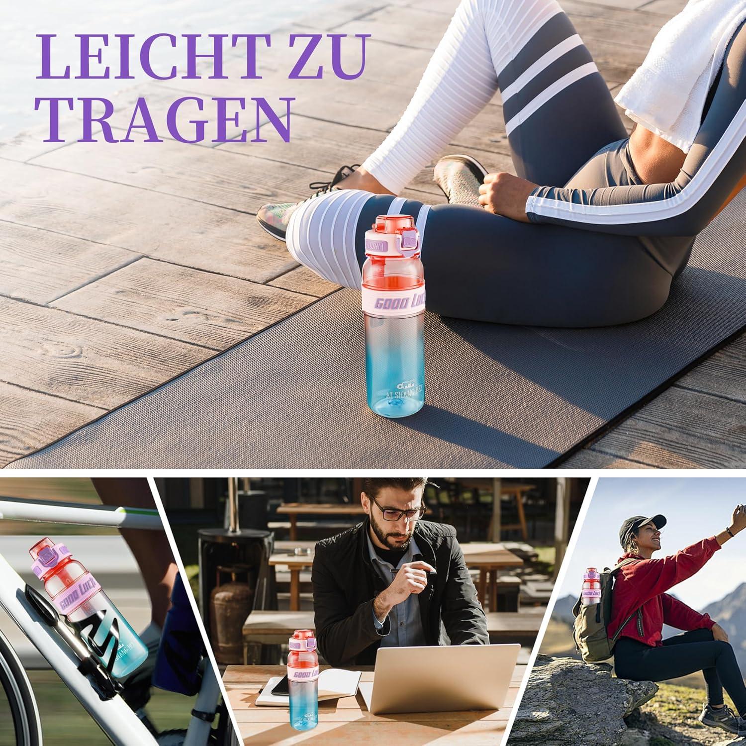 image:imageGourde Sport 1L Bouteille deau tanche et sans BPA Bouteille deau de sport pour le fitness la gym et les sports de plein airRose Clair