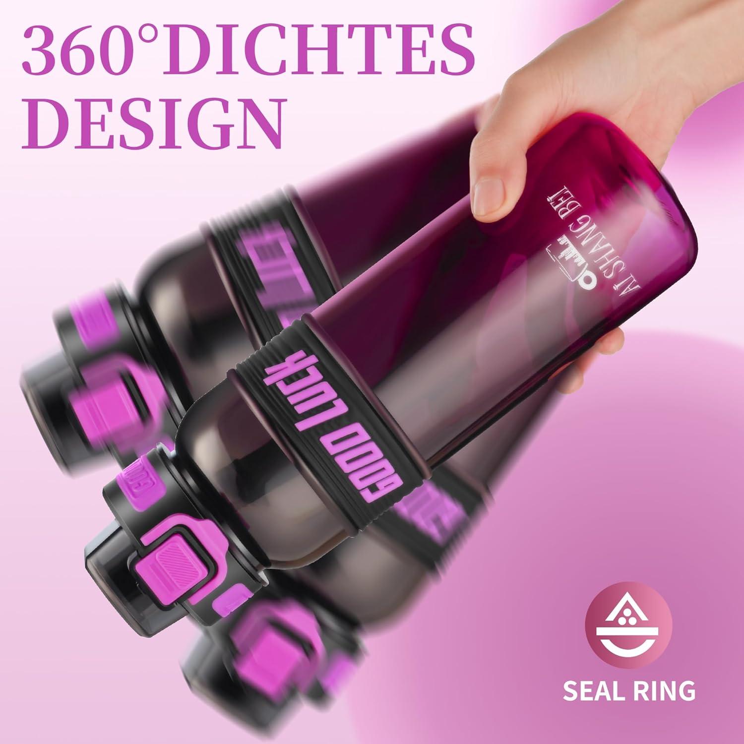 image:imageGourde Sport 1L Bouteille deau tanche et sans BPA Bouteille deau de sport pour le fitness la gym et les sports de plein airRouge Rose Fonc