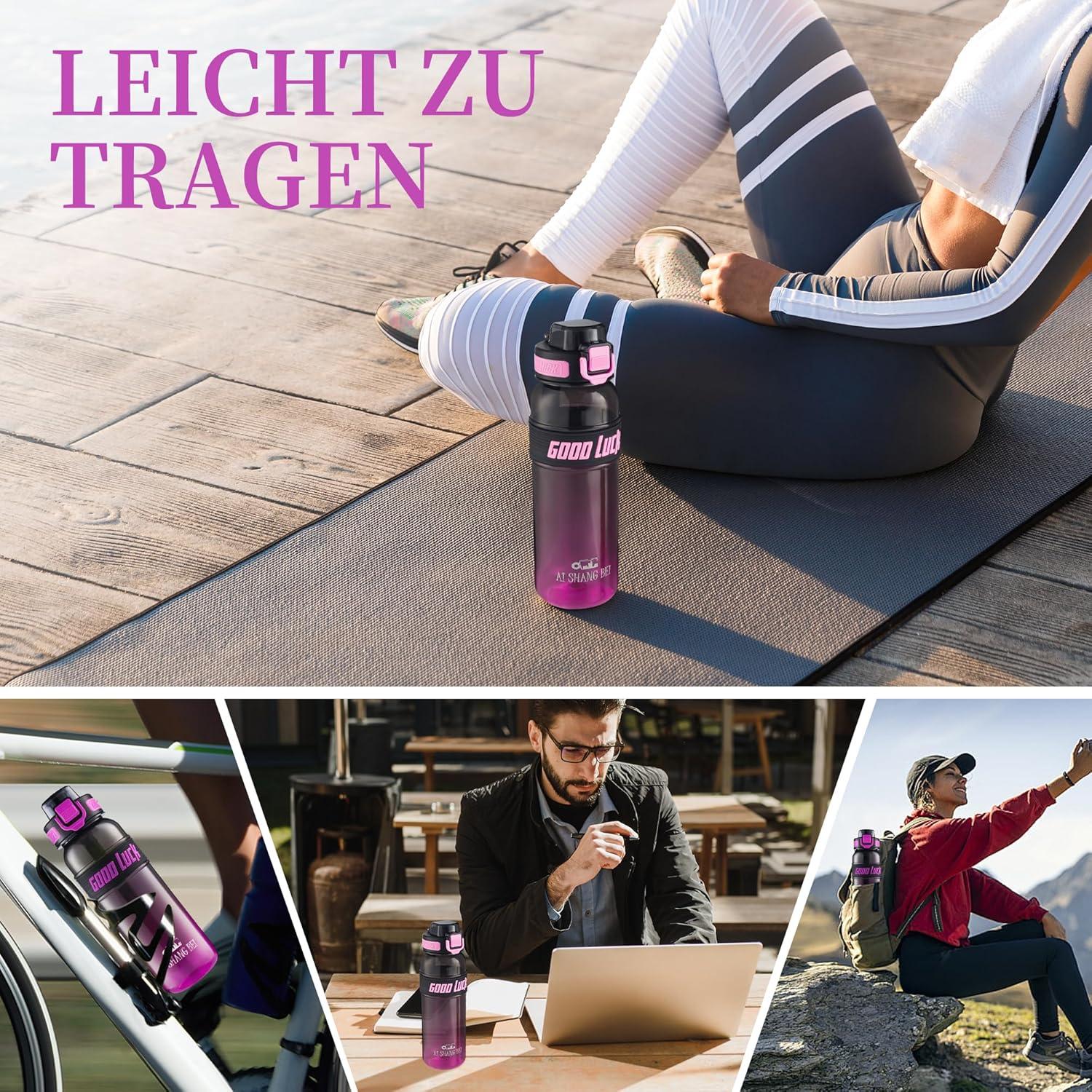 image:imageGourde Sport 1L Bouteille deau tanche et sans BPA Bouteille deau de sport pour le fitness la gym et les sports de plein airRouge Rose Fonc