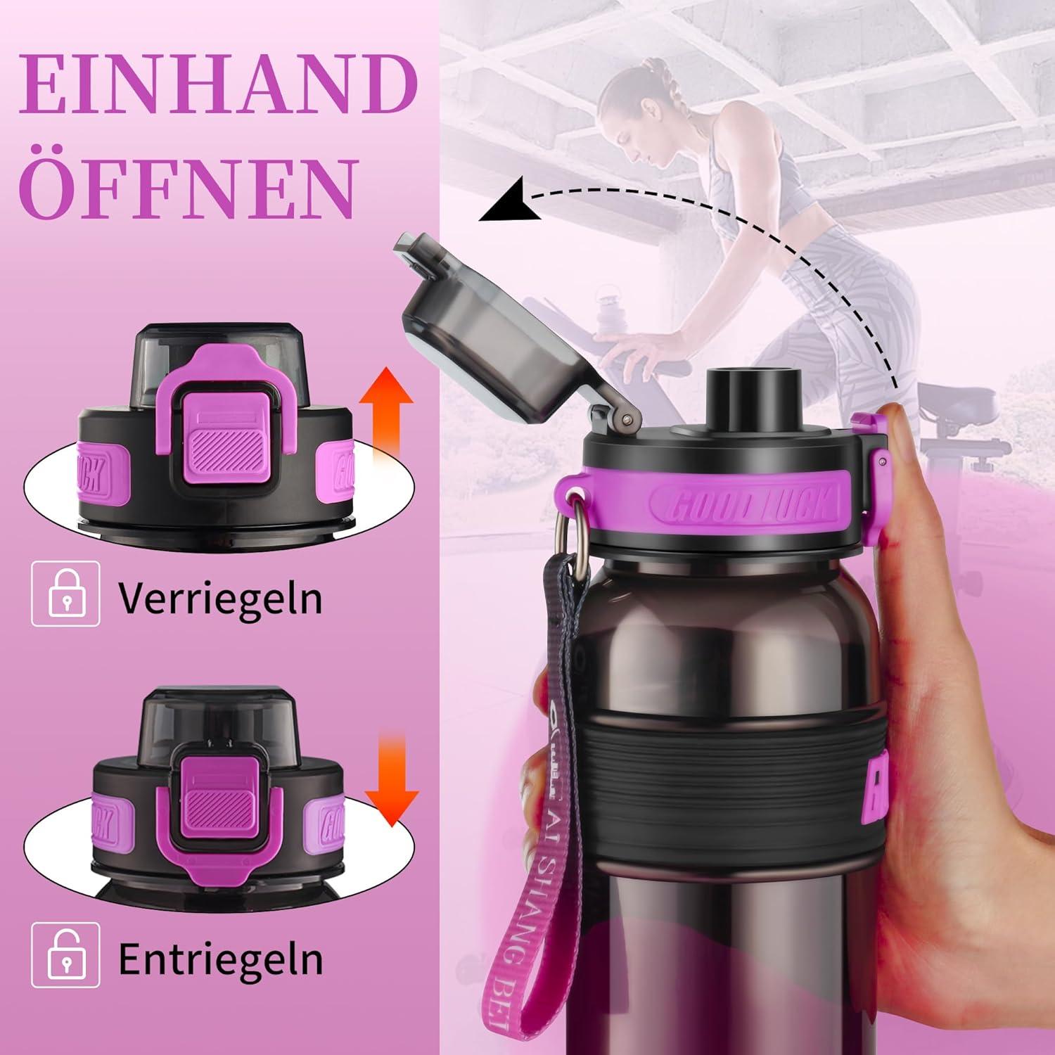 image:imageGourde Sport 1L Bouteille deau tanche et sans BPA Bouteille deau de sport pour le fitness la gym et les sports de plein airRouge Rose Fonc