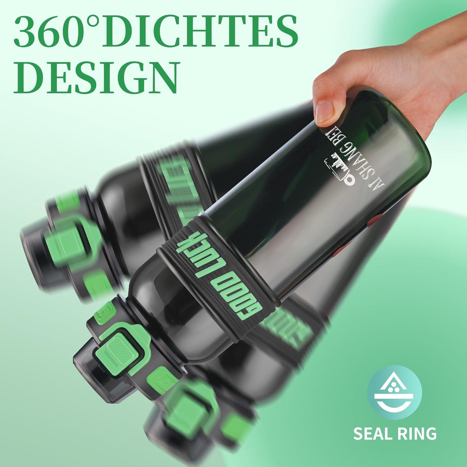 image:imageGourde Sport 1L Bouteille deau tanche et sans BPA Bouteille deau de sport pour le fitness la gym et les sports de plein airVert Fonc