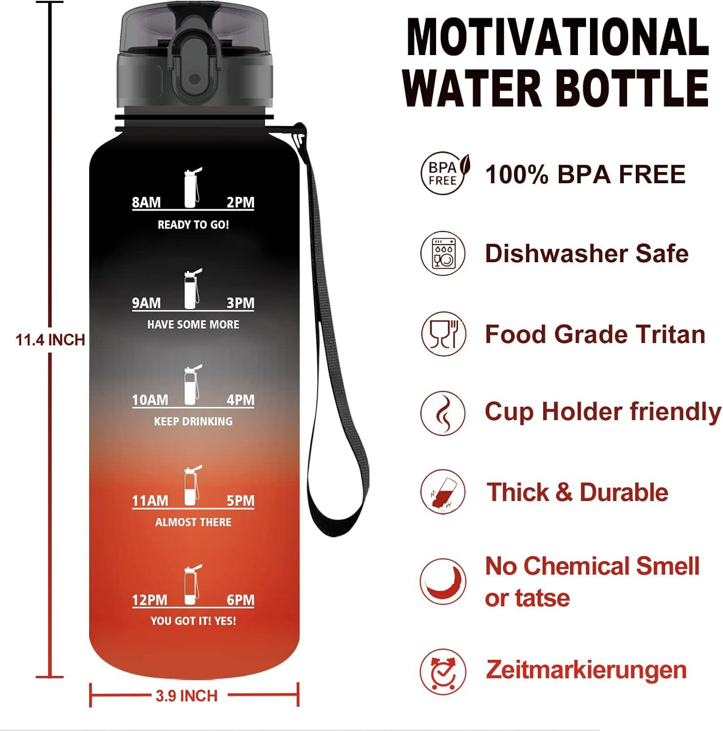 image:imageVikaster Gourde Sport Bouteille deau 1l sans BPA tanche ampamp Rutilisable Water Bottle Ouvrir en un Clic Convient Pour la Camping le Yoga le Gym Gourde RandonneNoir Rouge 15l