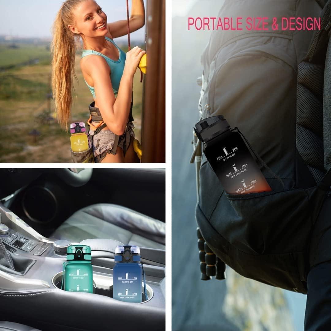 image:imageVikaster Gourde Sport Bouteille deau 1l sans BPA tanche ampamp Rutilisable Water Bottle Ouvrir en un Clic Convient Pour la Camping le Yoga le Gym Gourde Randonne1l Gris
