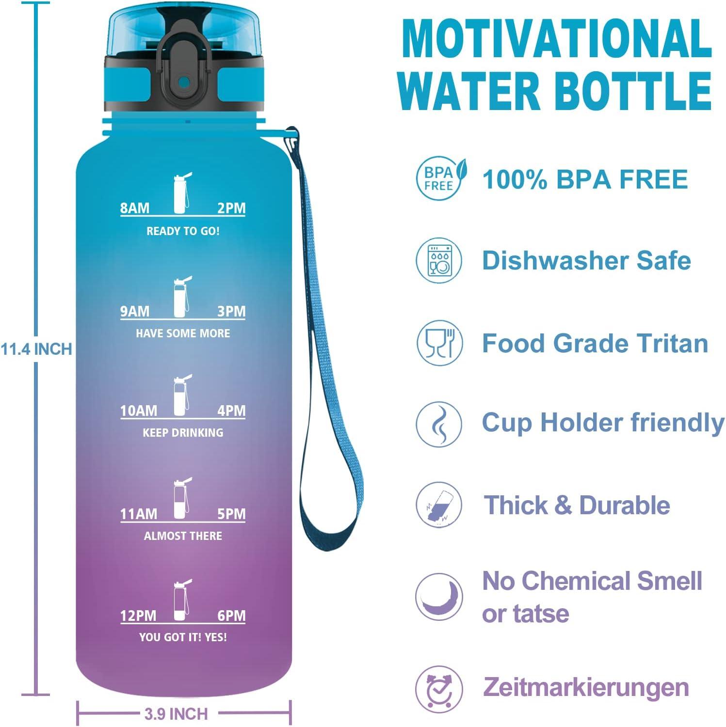 image:imageVikaster Gourde Sport Bouteille deau 1l sans BPA tanche ampamp Rutilisable Water Bottle Ouvrir en un Clic Convient Pour la Camping le Yoga le Gym Gourde RandonneBleu Violet15l