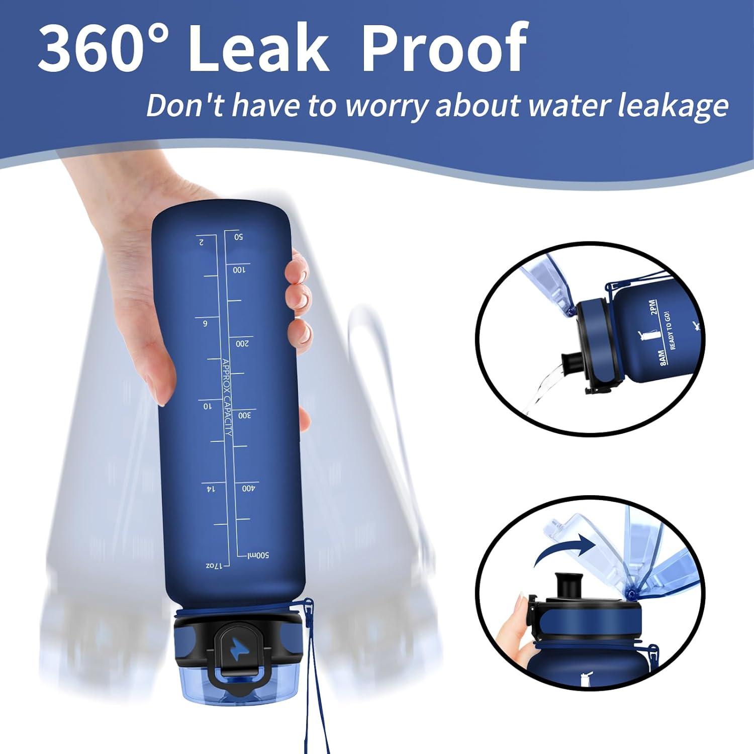 image:imageVikaster Gourde Sport Bouteille deau 1l sans BPA tanche ampamp Rutilisable Water Bottle Ouvrir en un Clic Convient Pour la Camping le Yoga le Gym Gourde RandonneYlbleu Fonc500