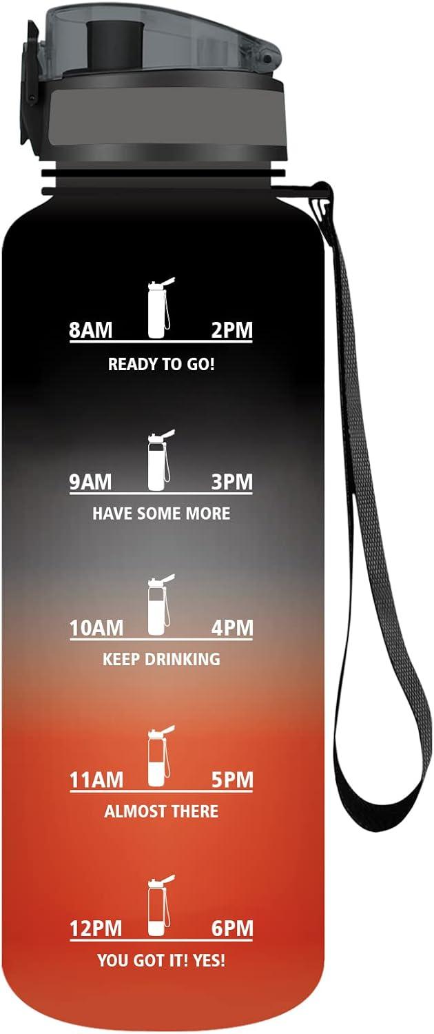 image:imageVikaster Gourde Sport Bouteille deau 1l sans BPA tanche ampamp Rutilisable Water Bottle Ouvrir en un Clic Convient Pour la Camping le Yoga le Gym Gourde RandonneNoir Rouge 15l