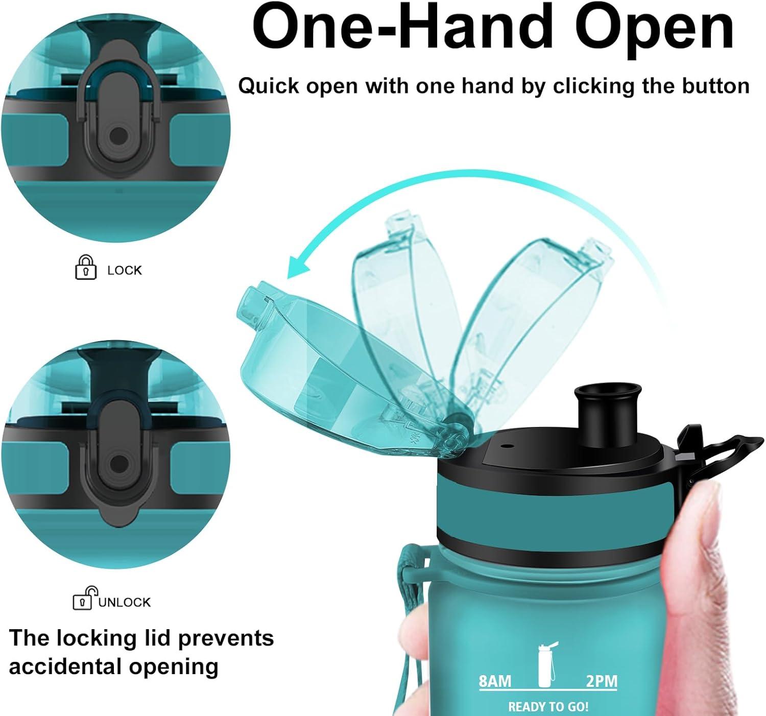 image:imageVikaster Gourde Sport Bouteille deau 1l sans BPA tanche ampamp Rutilisable Water Bottle Ouvrir en un Clic Convient Pour la Camping le Yoga le Gym Gourde Randonne1l VertViolet