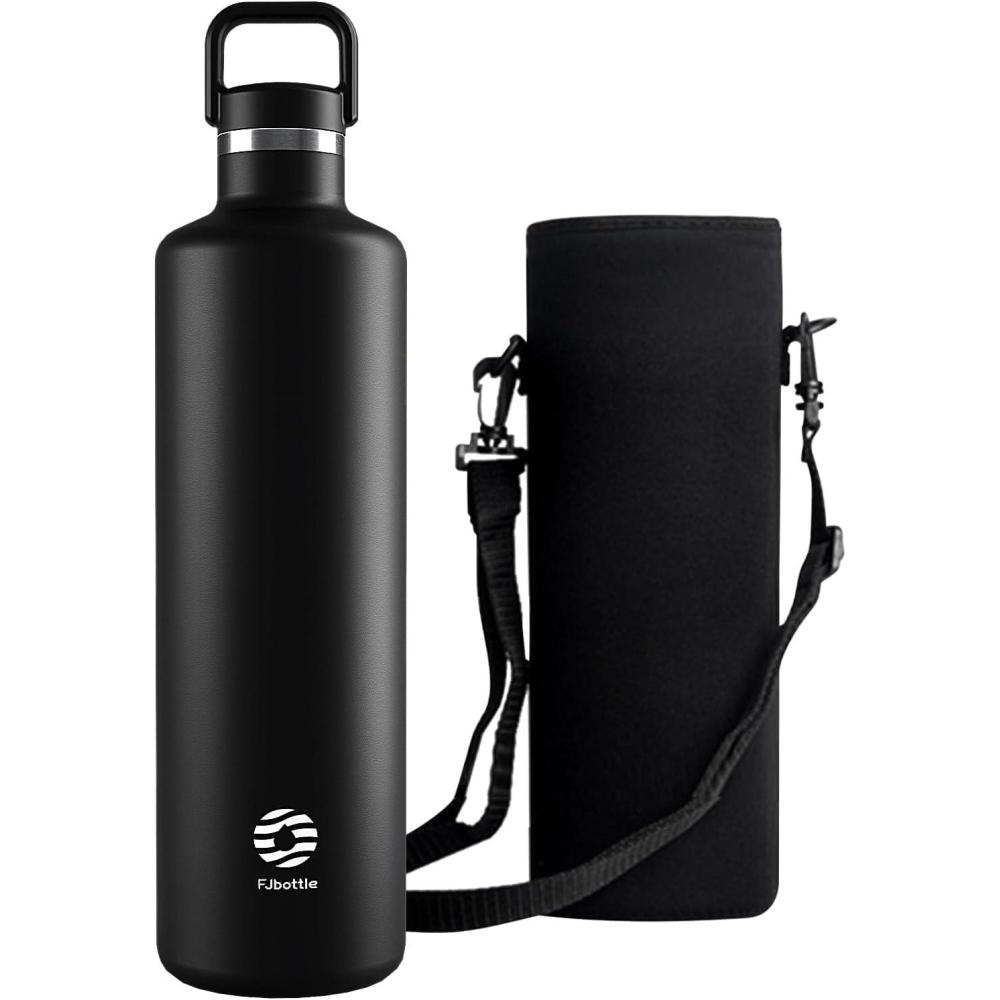 image:imageGourde 2l acier Inoxydable Bouteille deau Paroi Simple Non Isotherme Bouteille deau tanche Reutilisable Gourde Sport pour Fitness Bureau cole Activits de Plein AirVertNoir