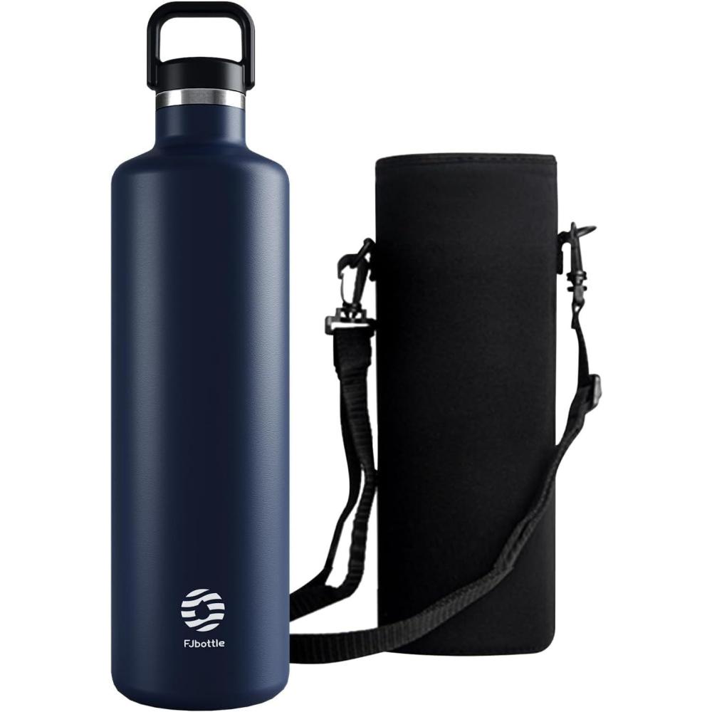 image:imageGourde 2l acier Inoxydable Bouteille deau Paroi Simple Non Isotherme Bouteille deau tanche Reutilisable Gourde Sport pour Fitness Bureau cole Activits de Plein AirVertBleu Fonc